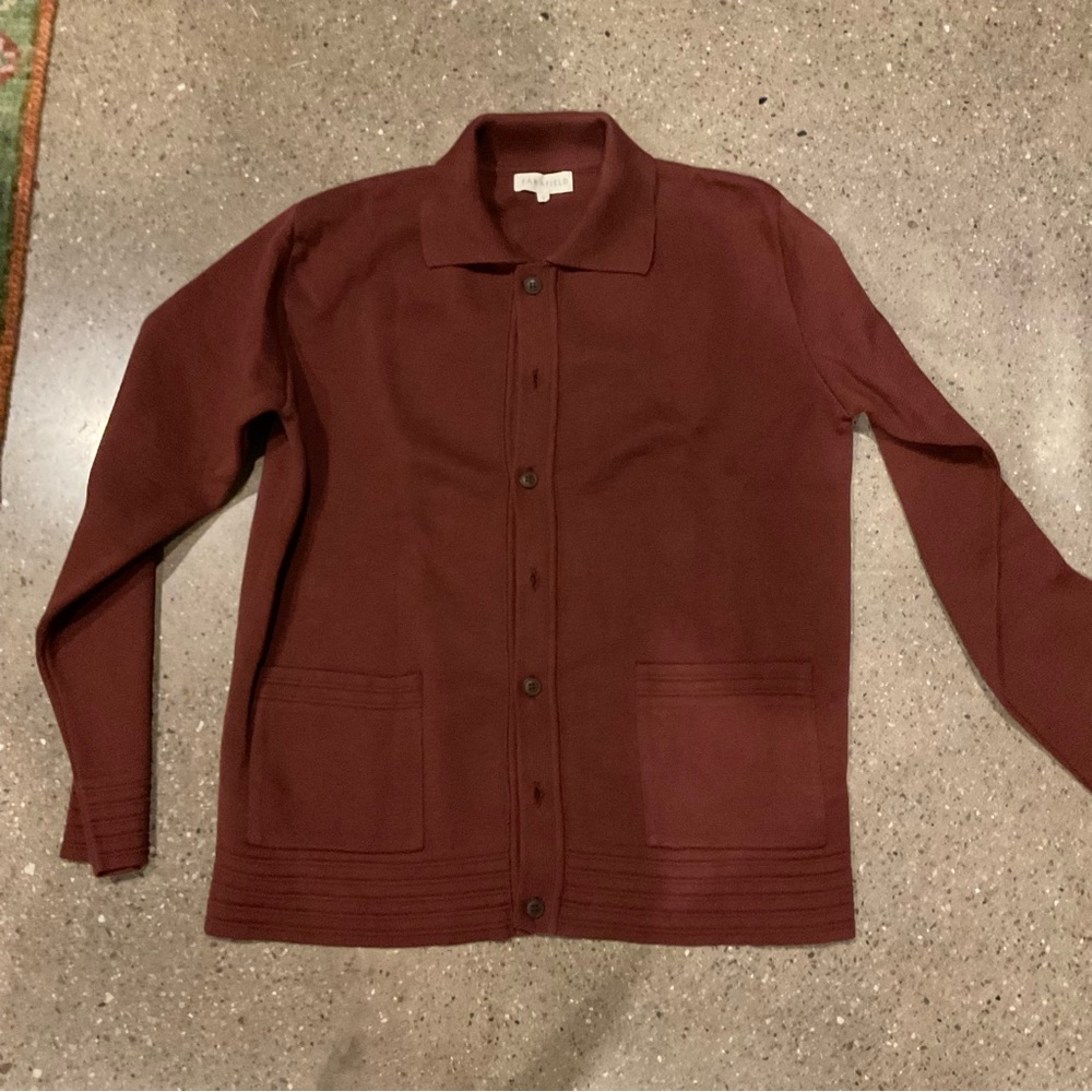 Far Afield Cardigan sweater; Men’s Medium; Maroon